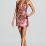 Daxte Pink Sequin Halterneck Mini Dress
