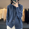 Dames Hoodie met Rits – Relaxte Pasvorm – Zachte Knit – Capuchon met Koord – Kabeldetail