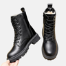 Dames Enkelboots – Imitatieleer – Vetersluiting – Rits – Warme Voering – Profielzool