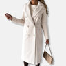 Dames Lange Mantel – Wolmix – Getailleerd Model – Dubbel Rij Knopen – Reverskraag