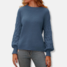 Dames trui – Relaxed fit – Gebreid – Textuurmouwen – Ballonmouwen – Geribde boorden