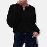 Dames Trui – Relaxed Fit – Wafelstructuur – V-Hals – Lange Mouwen – Katoenmix