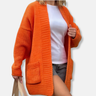 Dames Vest Lang Model – Gebreide Stof – Oversized Pasvorm – Open Voorzijde met Zakken