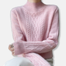 Dames sweatshirt – Relaxed fit – Woltextuur – Kabelgebreid – Geribde col en boorden