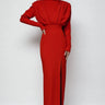 Davina High Neck Slit Maxi Dress-Red