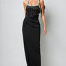 Sarly Sleeveless Sequin Diamante Slit Maxi Dress