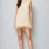 Neoma White Feather Trim Mini Dress