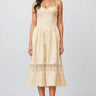 Adrienne Neutral Lace Trim Floral Midi Dress
