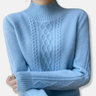 Dames sweatshirt – Relaxed fit – Woltextuur – Kabelgebreid – Geribde col en boorden