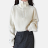Dames Pullover Trui - Geribbelde Tricot - Cropped - Col Rol - Lange Mouwen