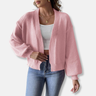 Dames vest – Relaxed fit – Gebreid – Open voorkant – Lantern mouwen – Geribd – Cropped