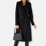 Dames Lange Mantel – Wolmix – Getailleerd Model – Dubbel Rij Knopen – Reverskraag