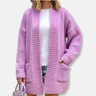 Dames Vest Lang Model – Gebreide Stof – Oversized Pasvorm – Open Voorzijde met Zakken