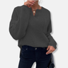 Dames Trui – Relaxed Fit – Wafelstructuur – V-Hals – Lange Mouwen – Katoenmix