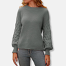Dames trui – Relaxed fit – Gebreid – Textuurmouwen – Ballonmouwen – Geribde boorden