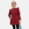 Dames parka jas – Relaxed fit – Verstelbare taille – Afneembare imitatiebontkraag – Gevoerd – Halflang