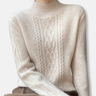 Dames sweatshirt – Relaxed fit – Woltextuur – Kabelgebreid – Geribde col en boorden