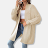 Dames Vest – Lang Model – Ribgebreid – Losvallend – Sjaalkraag – Parelknopen