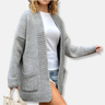 Dames Vest Lang Model – Gebreide Stof – Oversized Pasvorm – Open Voorzijde met Zakken