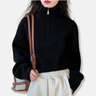 Dames Pullover Trui - Geribbelde Tricot - Cropped - Col Rol - Lange Mouwen