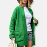Dames Vest Lang Model – Gebreide Stof – Oversized Pasvorm – Open Voorzijde met Zakken