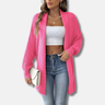 Dames Vest – Lang Model – Ribgebreid – Losvallend – Sjaalkraag – Parelknopen