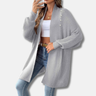 Dames Vest – Lang Model – Ribgebreid – Losvallend – Sjaalkraag – Parelknopen
