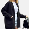 Dames Vest Lang Model – Gebreide Stof – Oversized Pasvorm – Open Voorzijde met Zakken