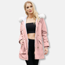 Dames parka jas – Relaxed fit – Verstelbare taille – Afneembare imitatiebontkraag – Gevoerd – Halflang