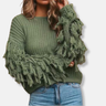 Dames Sweatshirt – Chunky Knit – Relaxed Fit – Ribbelstructuur – Franje Mouwen