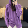 Dames Hoodie met Rits – Relaxte Pasvorm – Zachte Knit – Capuchon met Koord – Kabeldetail