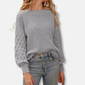 Dames trui – Relaxed fit – Gebreid – Textuurmouwen – Ballonmouwen – Geribde boorden
