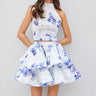 Nyssry Blue Printed Backless Mini Dress Set
