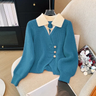 Dames Gebreid Vest – Wol Look – Relaxed Fit – Mock Blouse Design – Vintage Knopen