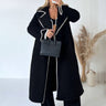 Dames Lange Jas – Losse Pasvorm – Wolmix – Klassieke Revers – Scallop Afwerking