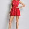 Duskel Red Sleeveless Embroidered Mini Dress