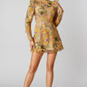 Miley Yellow Flower Embroidered Mini Dress