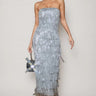 Argelia Strapless Sequin Fringe Midi Dress