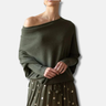 Dames Gebreide Top – Oversized Pasvorm – Boothals – Ribboord Lange Mouwen
