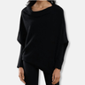 Dames Gebreide Top – Oversized Pasvorm – Boothals – Ribboord Lange Mouwen