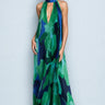 Cami Irregularly Pleated Printed Maxi Dress-Green