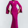 Lamya Purple Cape Sleeve Cutout Maxi Dress