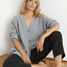 Dames Vest – Oversized Gebreid – V-Hals – Knoopsluiting – Lange Mouwen – Wol Look