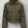 Dames Puffer Jack – Cropped Model – Gewatteerd – Ribboorden – Hoge Kraag