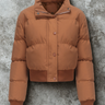 Dames Puffer Jack – Cropped Model – Gewatteerd – Ribboorden – Hoge Kraag