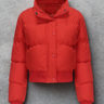 Dames Puffer Jack – Cropped Model – Gewatteerd – Ribboorden – Hoge Kraag