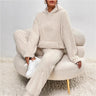 Dames Tweedelig Set – Pullover Hoodie – Wijde Broek – Zachte Pluche Stof