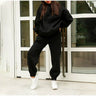 Dames Trainingspak – Oversized Hoodie – Relaxte Joggingbroek – Katoenlook – Ribboorden