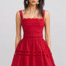 Wrenil Red Linen Lace Insert Mini Dress