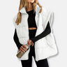 Dames Puffer Vest – Gewatteerd – Relaxte Pasvorm – Hoge Kraag – Heuplengte